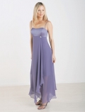 chiffon draped satin skirt (je032)