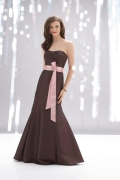 Chocolate Strapless Applique Sash Taffeta Bridesmaid Dress (BOTS0452)