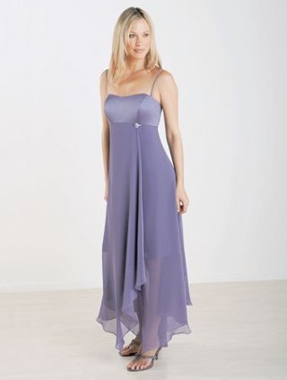 Empire Spaghetti Floor Length Satin Chiffon Bridesmaid Dresses (KB0062)