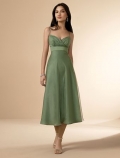 Empire Spaghetti Sweetheart Tea Length Organza Bridesmaid Dresse (cf0109)