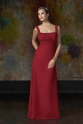 Empire Square Neck A-Line Floor Length Chiffon Bridesmaid Dresse (KB0170)