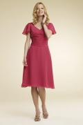Empire V-neck Knee Length A-line Chiffon Bridesmaid Dresses (KB0192)