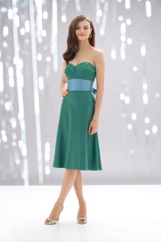 Green Sweetheart Knee-length Shantung Sashes Bridesmaid Dress (BOTS0431)