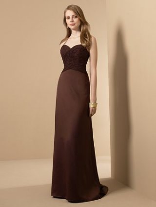 Halter A-line Chiffon Satin Bridesmaid Dresses (mj020)