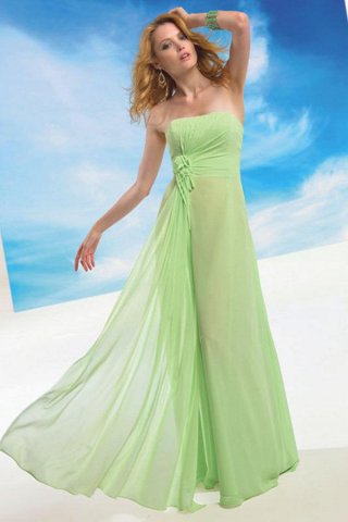 Green Strapless Full length Chiffon A-line Bridesmaid Dress (BOTS0327) Green Strapless Full length Chiffon A-line Bridesmaid Dress (BOTS0327)