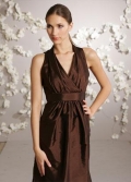 Halter Neckline Full length Taffeta A-line Formal Bridesmaid Dress (BOTS0358)