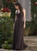 Halter top Full length Cognac Chiffon Bridesmaid Dress (BOTS0414)