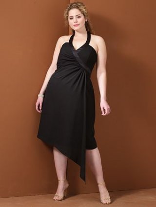 Halter V-neck Tea Length Satin Bridesmaid Dresses (cf0130)