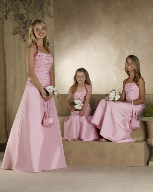 Halter Neckline A-line Satin Bridesmaid Dresses (cf0125)