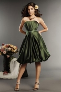 Hunter Strapless Knee length Beaded Matte Satin Bridesmaid Dress (BOTS0300)