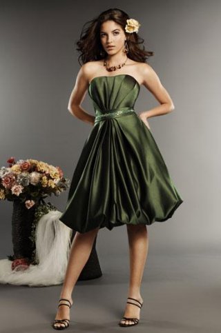 Hunter Strapless Knee length Beaded Matte Satin Bridesmaid Dress (BOTS0300)