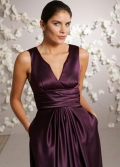 Jeweled Neckline Knee length Satin A-line Bridesmaid Dress (BOTS0572)