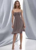 Knee length Stone Crinkle Chiffon Sashes Bridesmaid Dress (BOTS0392)