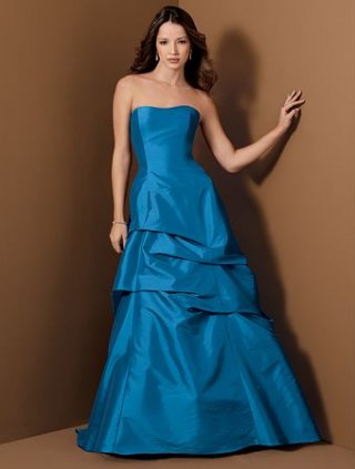 Princess Strapless Sweep Train Taffeta Bridesmaid Dresses (KB0025)
