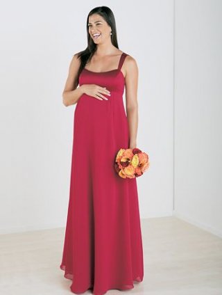 Satin Straps Chiffon Bodice Maternity Bridesmaid Dresses (KB0076)