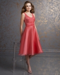 Scooped Tank Neckline Tea Length Organza Bridesmaid Dresses (KB0643)