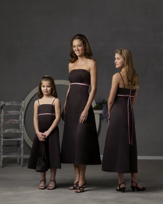 Sleeveless Tea Length Satin Bridesmaid Dresses (KB0281)