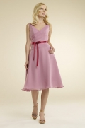 Sleeveless V-neck Tea Length A-line Chiffon Bridesmaid Dresses (cf0151)