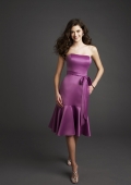 Slim Strapless Cocktail Length Satin Bridesmaid Dresses (cf0152)