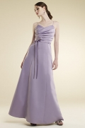 Spaghetti V-neck A-Line Floor Length Satin Bridesmaid Dresses (KB0210)