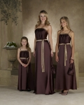 Strapless A-line Floor Length Satin Bridesmaid Dresses (mj049)