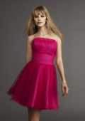 Strapless A-line Pleated Tulle Bridesmaid Dresses (KB0683)