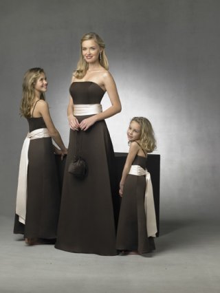 Strapless A-line Sweep Train Satin Bridesmaid Dresses (KB0266)