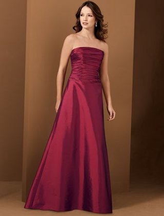 Strapless A-Line Sweep Train Taffeta Bridesmaid Dresses (KB0016)