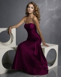 Strapless Asymmetrical Draping Satin Bridesmaid Dresses (cf0093)