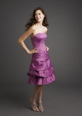 Strapless Cocktail Length Satin Bridesmaid Dresses (KB0634)
