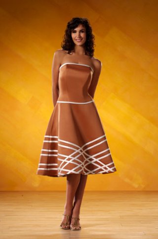 Strapless Knee Length A-line Satin Bridesmaid Dresses (cf0068)