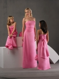 Strapless Shirred Waist A-line Satin Bridesmaid Dresses (KB0252)