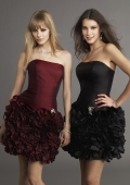 Strapless Ruffle Ruched Taffeta Bridesmaid Dresses (cf0064)