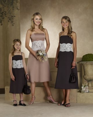 Strapless Tea Length A-line Satin Bridesmaid Dresses (KB0235)