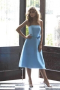 Strapless Tea Length A-Line Organza Bridesmaid Dresses (KB0160)