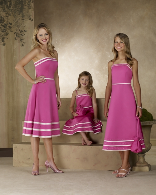 Strapless Tea Length Satin Bridesmaid Dresses (cf0038)