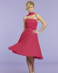 Strapless Tea Length Chiffon Bridesmaid Dresses (KB0639)