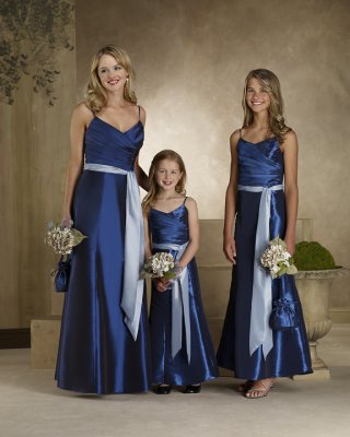 Strapped Floor Length V-neck Satin Bridesmaid Dresses (KB0234)