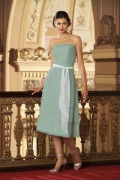 Strapless Tea Length Tiered Skirt Chiffon Bridesmaid Dresses (KB0131)