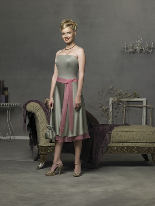 Strapless Tea Length Satin Bridesmaid Dresses (KB0275)