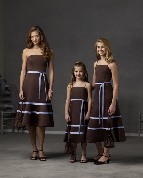 Strapless Tea Length Satin Bridesmaid Dresses (KB0279)