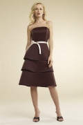 Strapless Three Tier A-line Satin Bridesmaid Dresses (KB0195)