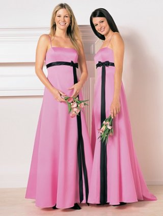 sweep train satin straps dress (je012)