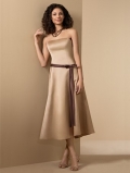 tea length satin strapless dress (je030)