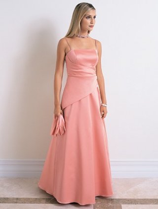 sweep train spaghetti straps satin dress (je029)