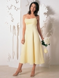 tea length satin strapless dress (je025)
