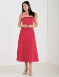 tea length satin strapless dress (je015)