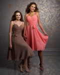 Thin Straps Tea Length Chiffon Bridesmaid Dresses (KB0644)