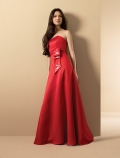 sweep train satin straps dress (je073)