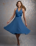 V-shaped Halter Neckline Cocktail Chiffon Bridesmaid Dresses (mj092)